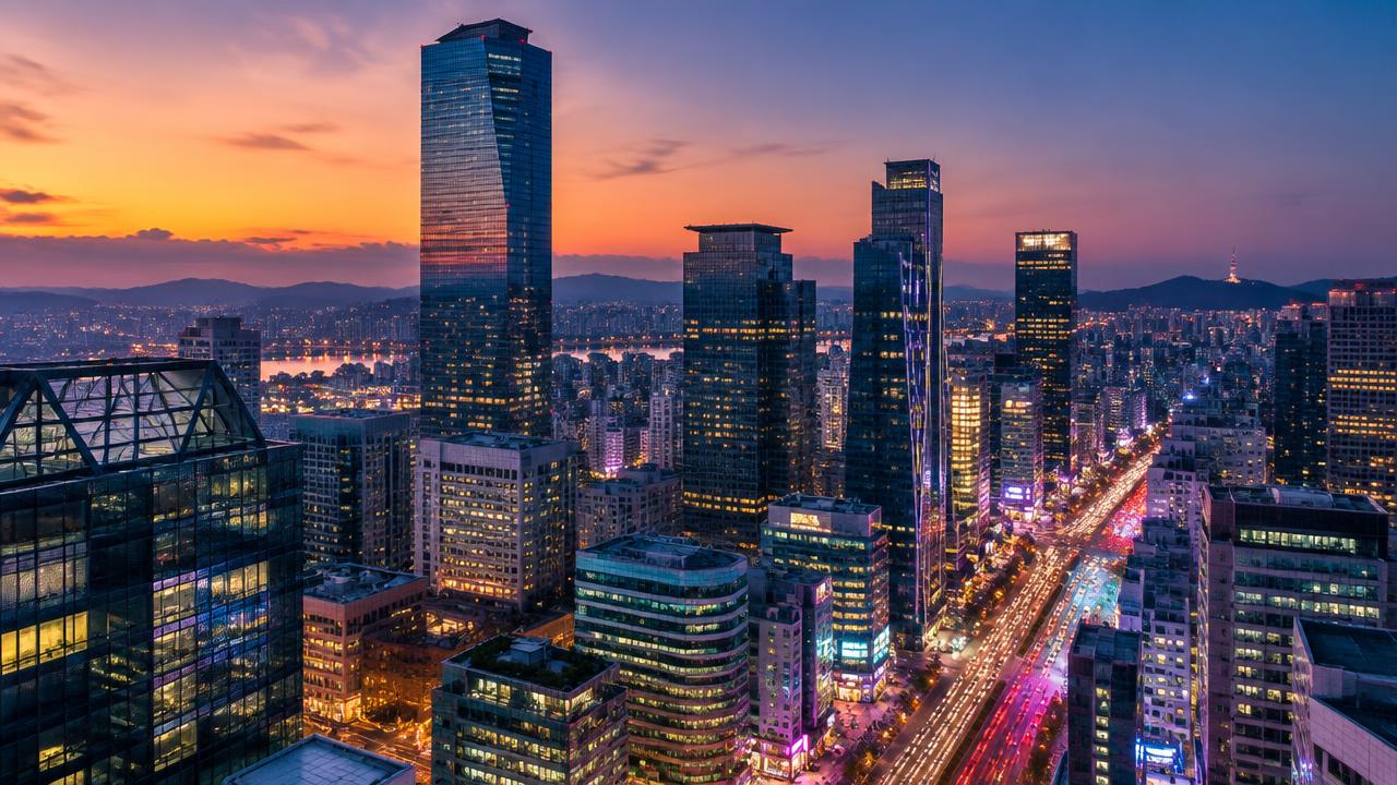 South Korea business district skyline